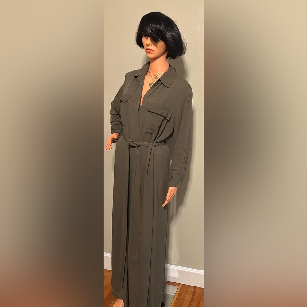 L'AGENCE Cameron Maxi Shirt Dress Olive green S/P